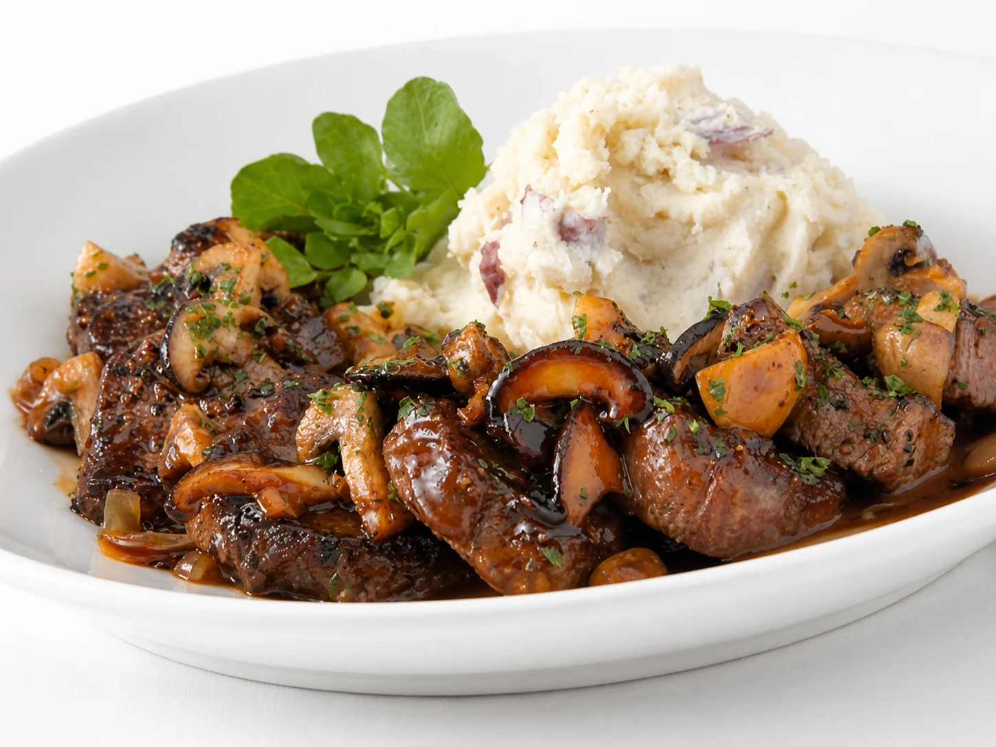 Steak Diane with mushroom Madeira sauce